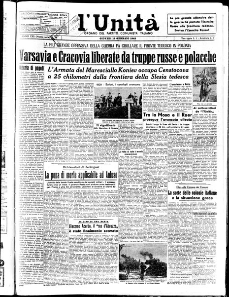 L'Unità : organo centrale del Partito comunista italiano